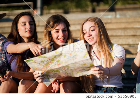 Group of people planning the journey 53556903