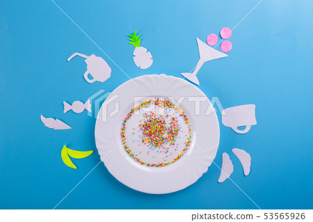 Sweets on blue background Sweets on blue background 53565926