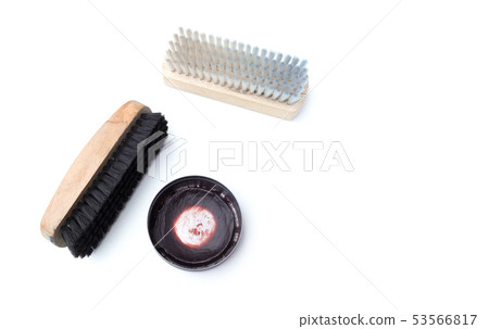 shoe polish and brush shoe isolated on white shoe polish and brush shoe isolated on white 53566817