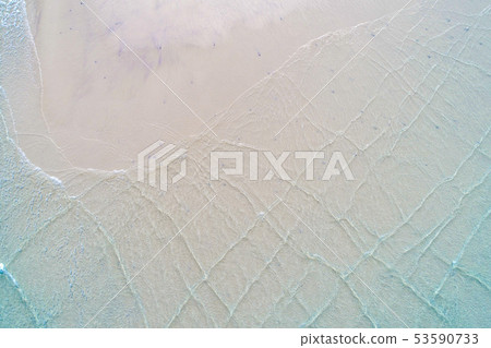 Aerial view Idyllic white sand sea beac water Aerial view Idyllic white sand sea beac water 53590733