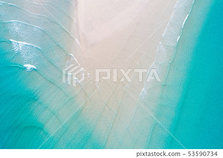 Aerial view white sand sea beach turquoise water 53590734