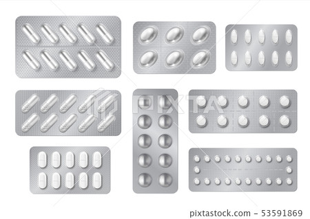 Download Realistic Blisters Medicine Pill And Capsule Stock Illustration 53591869 Pixta