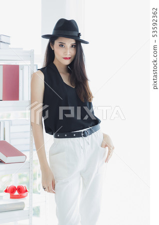 Asian model woman standing and pompous.. 53592362