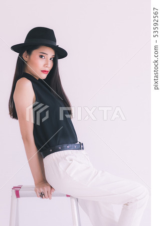 Asian model woman standing and pompous.. 53592567