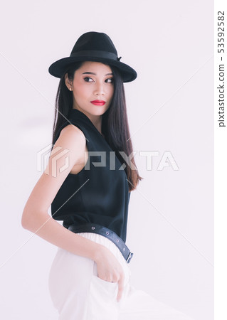 Asian model woman standing and pompous.. 53592582