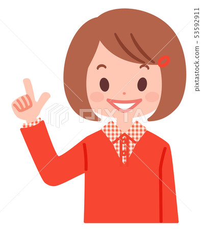 指向右手的女孩 53592911