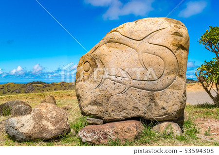 Petroglyph on Easter Island or Rapa Nui Petroglyph on Easter Island or Rapa Nui 53594308