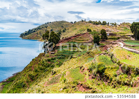 View of Taquille Island in the Lake Titicaca 53594588