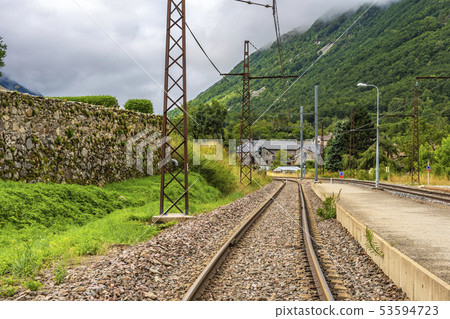 Railroad tracks in the Pyrenees. Merens les vals Railroad tracks in the Pyrenees. Merens les vals 53594723