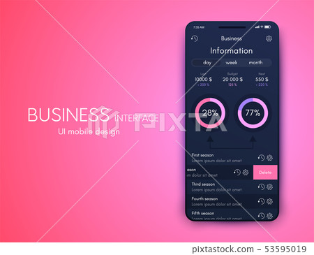 Vector graphics mobile infographics with three options. Template for creating mobile applications 53595019