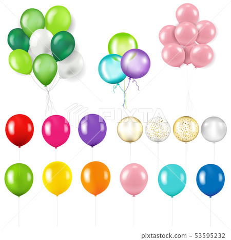 Colorful Balloon Set Isolated Transparent Colorful Balloon Set Isolated Transparent 53595232