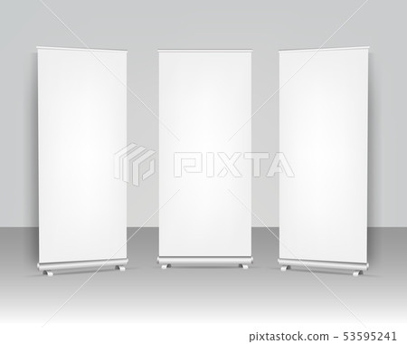 Collection Roll Up Banners Set Isolated Grey Collection Roll Up Banners Set Isolated Grey 53595241