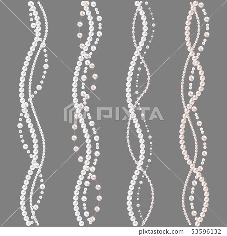 Pearl wavy string borders isolated on gray 53596132