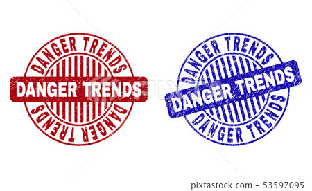 Grunge DANGER TRENDS Textured Round Watermarks - Stock Illustration ...