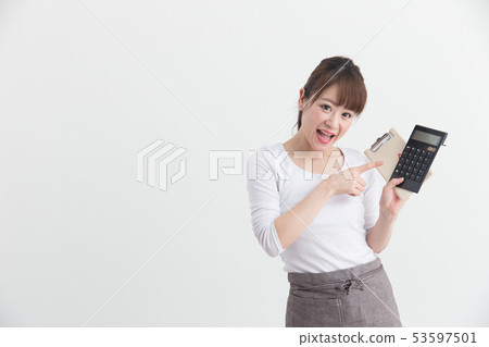 Woman in white apron · White back Woman in white apron · White back 53597501