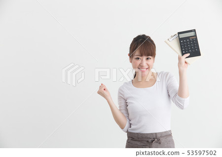 Woman in white apron · White back Woman in white apron · White back 53597502