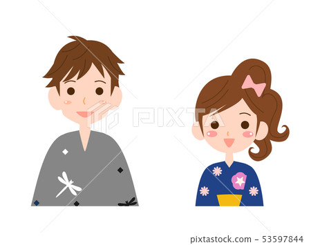 Yukata 6 Male Female Male and Female - Stock Illustration [53597844 ...