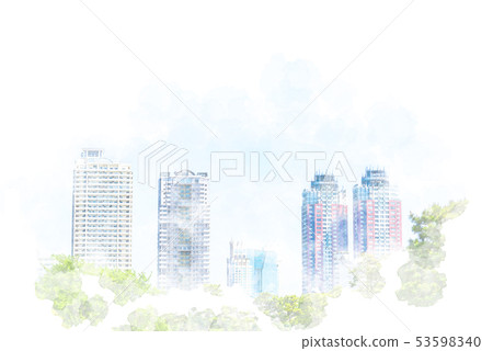 台場高層公寓水彩風格 53598340