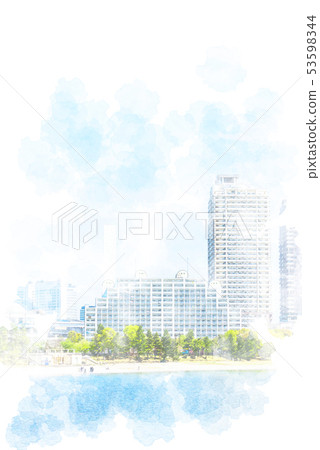Odaiba High-rise Apartment Watercolor Style Odaiba High-rise Apartment Watercolor Style 53598344
