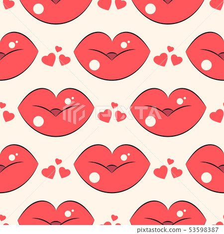 Lips pattern. Vector seamless pattern with woman s 53598387