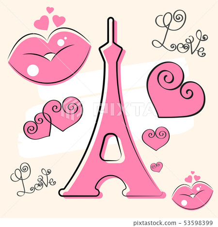 Paris Hand Drawn Vector Lettering And Eiffer Paris Hand Drawn Vector Lettering And Eiffer 53598399