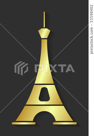 Golden Eiffel Tower. Design Element For Maps, Golden Eiffel Tower. Design Element For Maps, 53598402