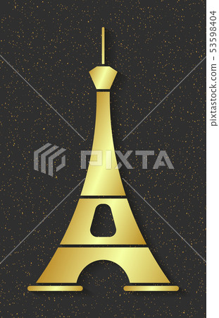 Golden Eiffel Tower. Design Element For Maps, Golden Eiffel Tower. Design Element For Maps, 53598404