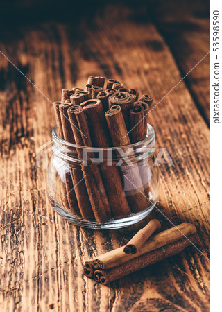 Cinnamon sticks in a glass jar Cinnamon sticks in a glass jar 53598590