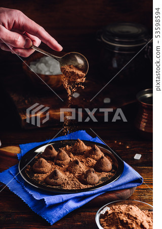 Homemade truffles with dark chocolate Homemade truffles with dark chocolate 53598594