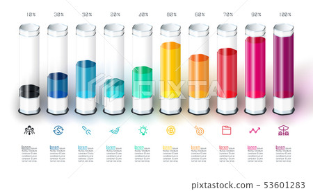 Bars chart infographics with colorful 3d glass Bars chart infographics with colorful 3d glass 53601283