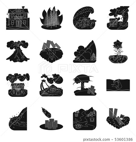 Isolated object of calamity and crash symbol. Set of calamity and disaster vector icon for stock. Isolated object of calamity and crash symbol. Set of calamity and disaster vector icon for stock. 53601386