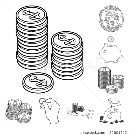 Vector design of coin and treasure sign. Collection of coin and money  stock symbol for web. Vector design of coin and treasure sign. Collection of coin and money  stock symbol for web. 53601522