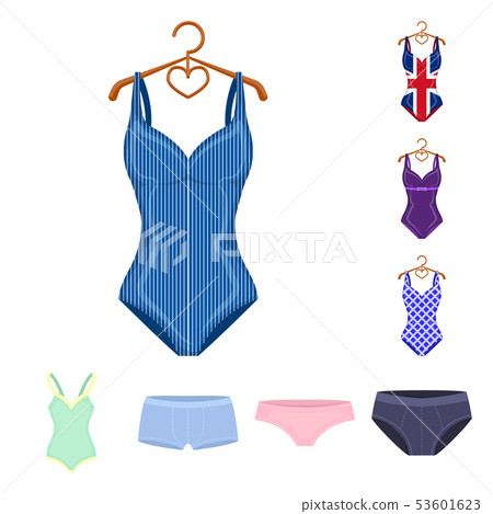 Vector illustration of bikini and fashion symbol. Collection of bikini and swimsuit stock vector 53601623