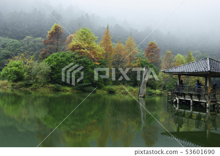 Mountain lake, water, Mingchi forest recreation area, Mingchi, forest, fog, Yilan County, Datong Township, autumn, gazebo Mountain lake, water, Mingchi forest recreation area, Mingchi, forest, fog, Yilan County, Datong Township, autumn, gazebo 53601690