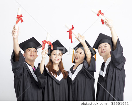 Group of graduate students. Isolated on white 53601921