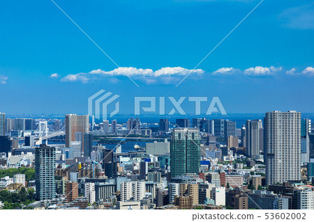 (東京都市景觀)從高層建築休息室4到Harumi和Odaiba的景色 (東京都市景觀)從高層建築休息室4到Harumi和Odaiba的景色 53602002