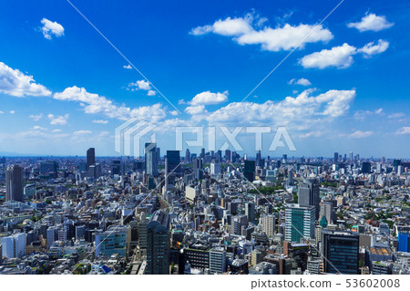 （東京都市景觀）從高層休息室1向新宿和澀谷的景色 53602008