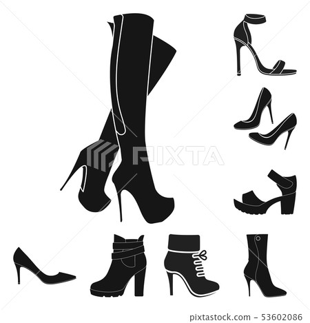 Isolated object of heel and high symbol. Collection of heel and stiletto stock vector illustration. 53602086