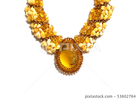 beads with amber, brooch, bright colorful pieces 53602764