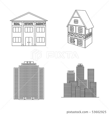 Vector design of building and city sign. Collection of building and business vector icon for stock. Vector design of building and city sign. Collection of building and business vector icon for stock. 53602925