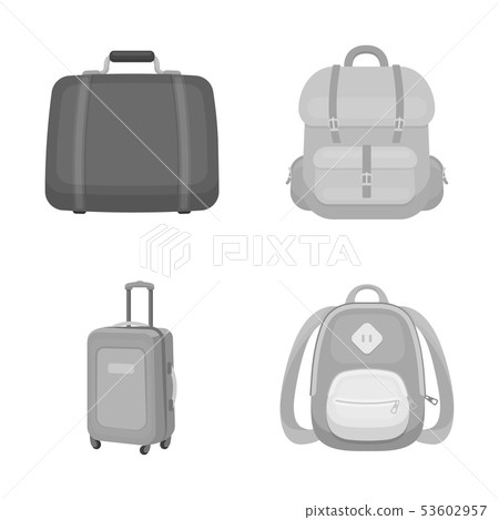 Vector illustration of and backpack logo. Set of and pack stock symbol for web. Vector illustration of and backpack logo. Set of and pack stock symbol for web. 53602957