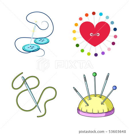 Isolated object of pin and sewing symbol. Set of pin and sketch stock vector illustration. Isolated object of pin and sewing symbol. Set of pin and sketch stock vector illustration. 53603648