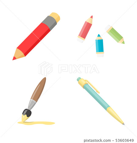 Isolated object of pencil and sharpen symbol. Set of pencil and color stock vector illustration. Isolated object of pencil and sharpen symbol. Set of pencil and color stock vector illustration. 53603649