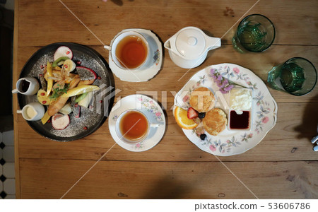 scone ,toast and tea 53606786