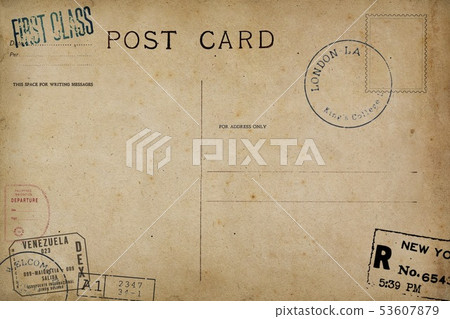 Backside of blank postcard with dirty stain Backside of blank postcard with dirty stain 53607879