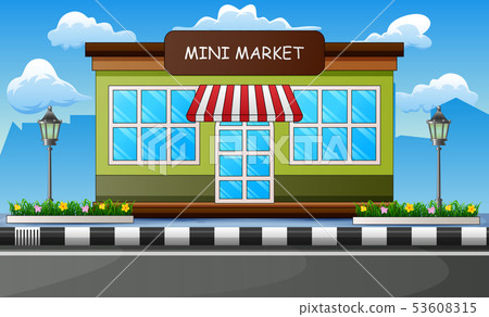 Mini Market Building Outdoors On The Roadside Stock Illustration