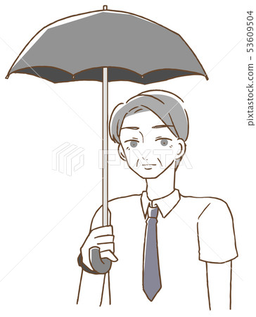Middle-aged man holding a parasol 53609504