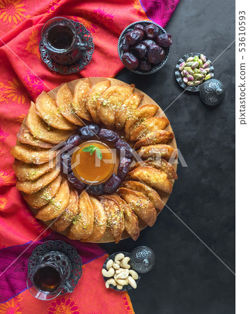 Arabic sweets. Arabian Qatayef. Ramadan food  53610593