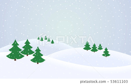Vector flat design illustration of a snowy winter - Stock Illustration ...