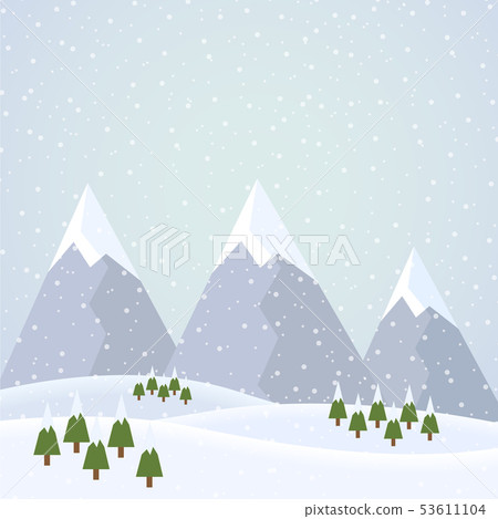 Vector flat design illustration of a snowy winter - Stock Illustration ...